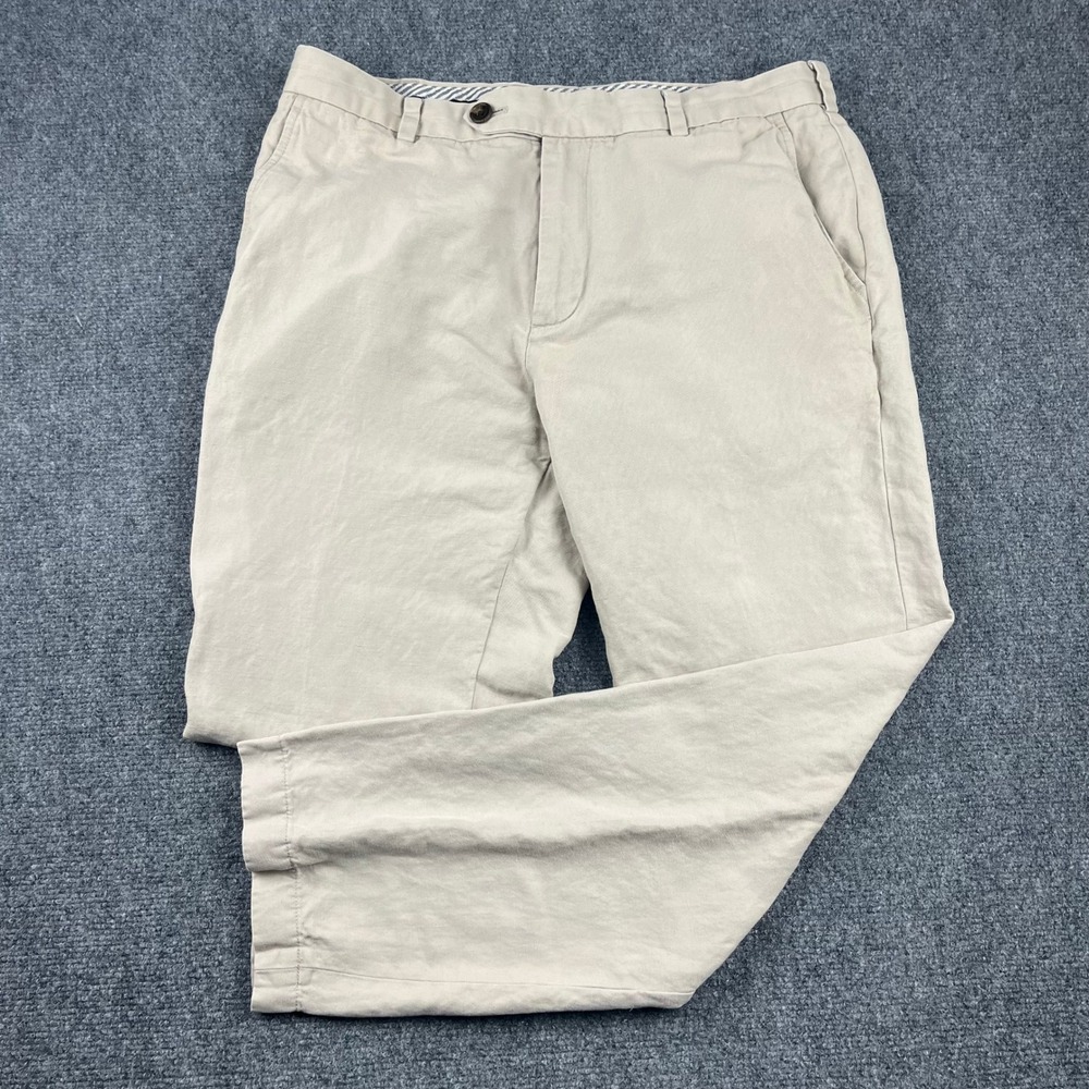 Brooks Brothers Milano Baird McNutt Irish Linen Cotton Chinos Khaki 32x28 Mens